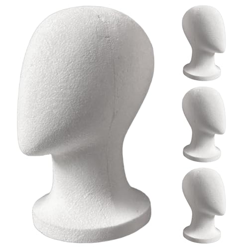 Testa Di Manichino - Teste Di Parrucca In Schiuma Da 4 Pezzi Con Supporto Per Supporto Per Lo Styling E Lo Stoccaggio, Portapacchi Realistici Per Parrucche, Sciarpe, Occhiali, Cosplay, Artigianato, Pr