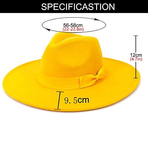 Fedora Hats For Men Women Wide Brim Classic Flat Top Panama Rancher Hat Breathable Comfortable Cotton Fedora Hat Yellow #TOP2