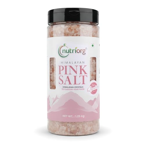 Nutriorg Himalayan Pink Salt 1.25kg | 100% Natural & Unrefined | Rich in 80+ Minerals | Low Sodium | Sendha Namak for Healthy Cooking | No Additives |