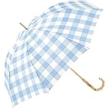 ビコーズ because 折りたたみ傘 晴雨兼用 日傘 レディース UVカット チェック トートバッグ ミニ サックス B-095181