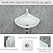 Small Bathroom Sink Wall Mount Bathroom Corner Sink, Triangular wash basin No-Drill Installation Self-Adhesive 12 x 12 Inch with 1.26 Inch Faucet Hole, Mini Rv sink Plastic Sink for Home, Dorm, Garage