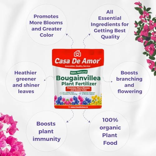 Casa De Amor Bougainvillea Organic Fertilizer | Promotes Vibrant Blooms & Intense Color | Ideal for Flowering Vines & Outdoor Plants | 2 Kg