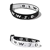 Pingyongchang 2Pcs WWJD Matching Bracelet What Would Jesus Do Letter Hnadmade Braided Bracelets Inspirational Religious Christian Jewelry Friendship Couples Gift for Women Men-Black White
