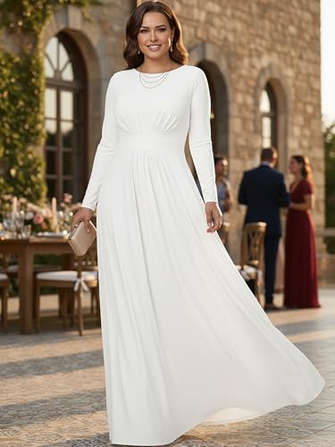 Image of KOH KOH Womens Long Sleeve Flowy Modest Elegant Evening Maxi Dress Gown