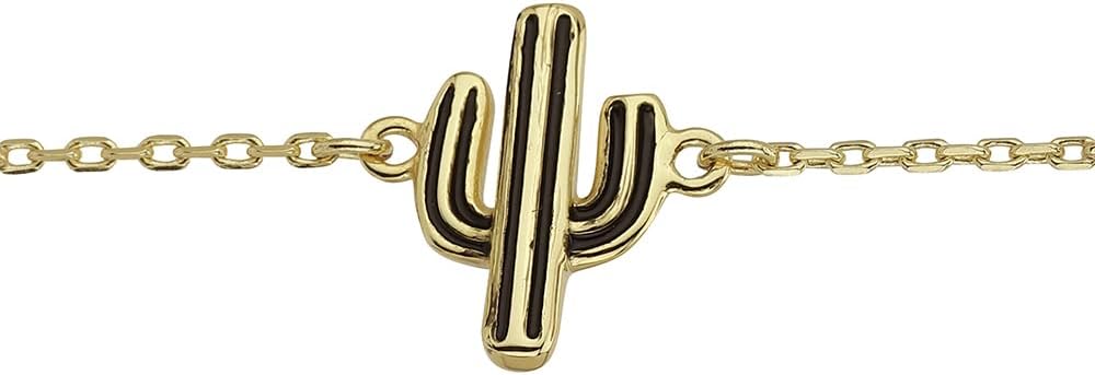 Vanbelle 18K Gold Plated Jewelry - Enamelled Cactus Bracelet in Beaded Chain - Beautifully Handcrafted Bracelet - Hand Bracelet for Women - 6.5" + 1" extender - Image 3