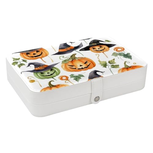 Conjunto de iconos de Halloween con pintura de acuarela de alta gama, exquisita caja organizadora de joyas, compartimentos pequeños extraíbles y ajustables para anillos, aretes, collares, pulseras