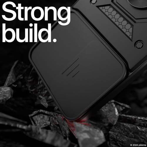 Image of Outlouders Back Cover for OnePlus Nord Ce 3 Lite 5G | D10 Tough Armor 360 Protection Case with Sliding Camera Shield & Ring Holder Stand Bumper Case (Black)