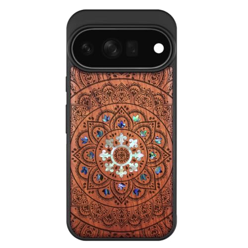 Étui Pixel 11 Pro gravure bois mandala cadeau coque poétique romantique