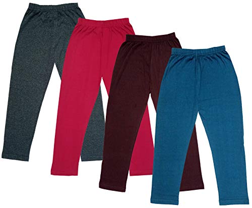 Image of IndiWeaves Girls Super Soft Cotton Solid Capri Pants (Blue, Brown, Magenta, Grey, 8-9 Years) Pack of 4