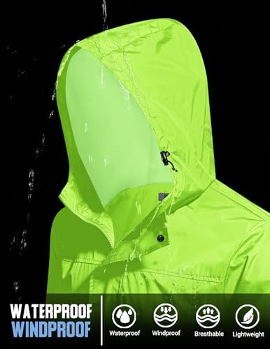 Image of COOFANDY Men's Rain Jacket Waterproof With Hood Lightweight Packable Shell Raincoat Windbreaker For Cycling Golf Travel