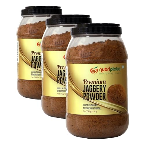Image of Nutriplato-enriching lives Jaggery | Gur Powder Premium Jar, 3 Kg (Pack of 3)