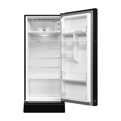 Image of Haier 190L 3 Star Direct Cool Single Door Refrigerator|Premium Glass Finish|3 Toughened Glass Shelves|Large Veg Box|1 Hour Icing Technology|Easy Clean Back (HRD-2103PSG-P, Spiral Glass, Base Stand)