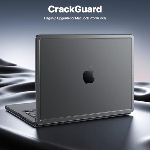Image of Soonjet CrackGuard for MacBook Pro 14 inch Case | M5 M4 M3 M2 M1 Pro /Max 2026-2021 | Anti-Crack Upgrade | 100% Match Official Color | Protective Hard Shell Laptop Cover | Space Gray Clear