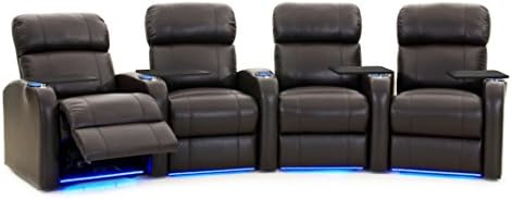 Octane Seating Diesel XS950 Theater Chairs Brown Top-Grain Leather - Power Recline - Curved Row of 4 Seats
