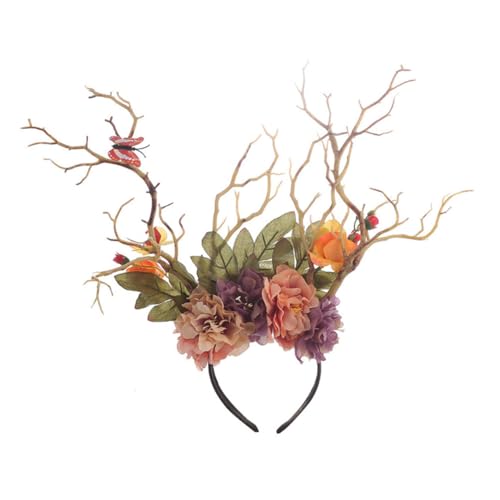 Cabilock Diadema de Asta de Rama Diseño de Cuerno de Ciervo Broche Cabello Decorativo Material Duradero y Festivo Adecuado para Fiestas de Disfraces Navidad y Carnaval