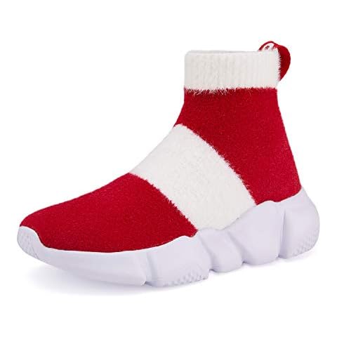 CHUI Boys Girls Breathable Sneakers Mesh Lightweight Easy Walk Casual Slip-On Athletic Running Walking Shoes (Little Kid/Big Kid) Red &White Size 10 M US Cover