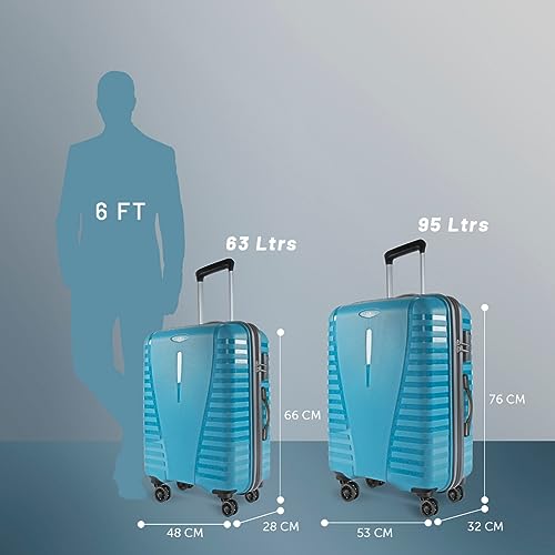 Image of Aristocrat Medium Polypropylene(Pp) Air Pro Set of 2 Hard Carry-On Luggage(66+76Cm)|&Large Check-in Lightweight Luggage with Strong 4 Spinner Wheels,Secured Zip & Combination Lock|Cross Teal|Unisex