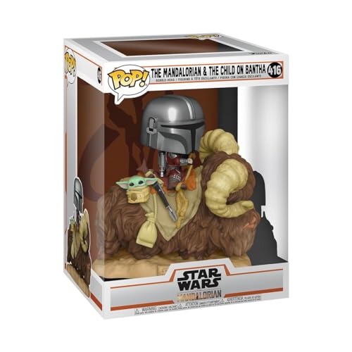 Funko Pop! Deluxe: Star Wars: The Mandalorian - Mando On Bantha with Grogu (The Child, Baby Yoda) - Figura de Vinilo Coleccionable - Idea de Regalo- Mercancia Oficial - Juguetes para Niños y Adultos