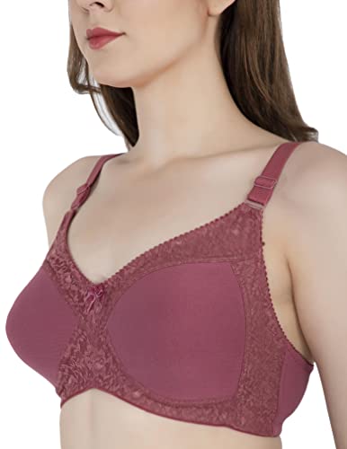 Image of Women's Seamless Padded Bra | Full Coverage | Cotton Stretch Fabric and Nylon Lace | Broad Adjustable Straps