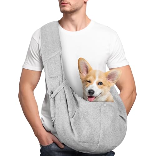 Adiwo Borsa da Viaggio per Cani, Trasportino per cani, Reversibile Borsa a Tracolla Porta Animali Domestici, per Cane/Gatto Fino a 7.5 KG, per Viaggio, Ciclismo, Passeggiata (Grigio)