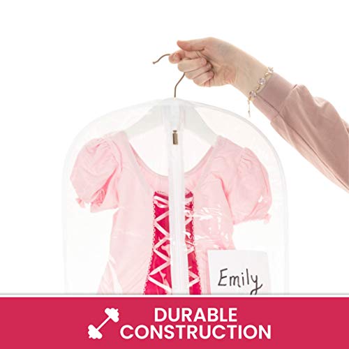 Clear Suit Garment Bag 20 inch x 38 inch Dance, Dress, and Costumes Hanging Travel Storage for Clothes, Shoes, and Accessories Water-Resistant Organizer (1)