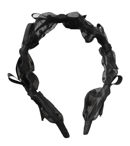 YARN & INK Women's Black Polka Dots Fabric Headbands, Bowites Fashion Daily Hair Accessories for Women Girls (Black Bowite)