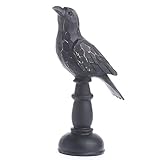 Factory Direct Craft Sculpted Look Wood Crow on Wooden Spindle for Primitive or Halloween Displays