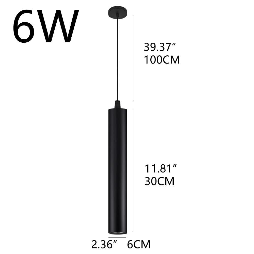 Genérico Lámpara de techo aluminio con suspensión cilíndrica y luces LED nórdicas, tubo largas creativas(6 * 30cm,White Light)