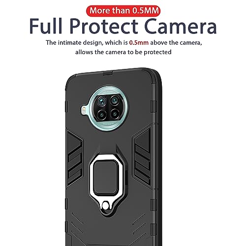 Image of Pikkme MI 10i 5G Back Cover | D5 Tough Armor Bumper | 360 Protection Case | Ring Holder Stand Case for Mi 10i 5G (Black)