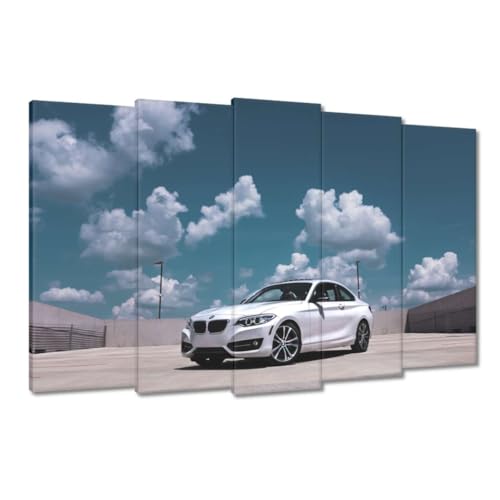 Voiture blanche élégante toile imprimée 150x95 cm pour déco loft moderne