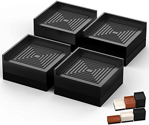 Furniture Risers, Tclouda Bed/Sofa/Desk/Table/Chair Leg/Fridge Lifts to 1.5, 3 and 4 in, Rectangle Adjustable Risers Blocks for Extenders, Heavy Duty Supports Up to 1300 Lbs, 1.5 in-Black-Square