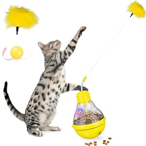 Cat Interactive Toys for Indoor, Kitten Toy Food Dispenser, Tumbler Fun Ball Cat Slow Food Dispensing Feeder for Bored Cats Indoors, Kitten Exercise Weight Loss