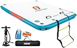 FBSPORT Inflatable Floating Dock,6ft/ 8ft/10ft Water Dock Float Platform Island Raft Mat with None-Slip Surface,6 Inch Thick PVC Construction,Air Raft Platform for Pool Beach Ocean