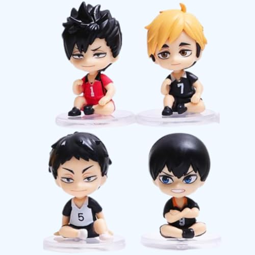 Image of FUNFOB Haikyuu Action Figure Set of 4 | Chibi Size -5.5cm | Collectible for Anime Fans PVC Multicolour | Haikyuu White Stand