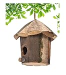 Loopunk Nido para pájaros de madera, natural, casa...: 【Fácil de instalar】: la caseta natural para pájaros de madera está completamente montada. Solo necesitas colgarlo del árbol. Decorativo casita pajaritos de exterior, ideal para la observación de aves y para una fácil limpieza 【Material duradero】 La c...