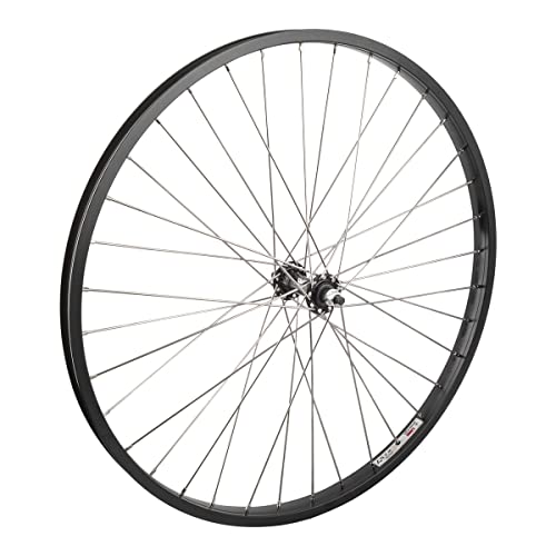 Wheel Front 26 x 1.75 Black Alloy Cruiser, 3/8 Alloy Silver Hub, Bolt On, 12g SS Spokes, 36H