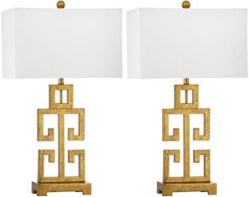 Safavieh Lighting Collection Greek Key Antique Gold 28.75-inch Table Lamp (Set of 2)