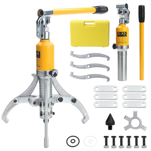 Gueenky 5T Extractor Hidráulico, 3 Mordazas Extractor Hidráulico Engranaje Extractor Hidráulico de Rodamientos de Rueda Extractor Hidráulico para Cubos Poleas