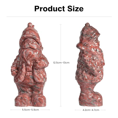 Nupuyai 5" Sesame Red Jasper Carved Crystal Stone Santa Claus Statue - Image 2