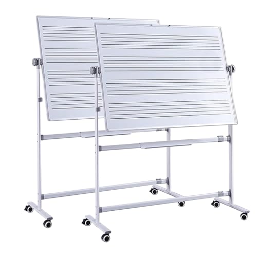 IEOWY Pack de 2 pizarras Blancas móviles para partituras de música, 90x120cm, Pizarra magnética de Doble Cara con Ruedas, Ideal para colegios, músicos y el hogar.