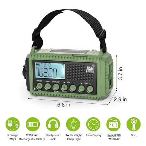 image for Raynic Emergency Radio, 12000mAh/44400mWh Battery Operated Weather Rad