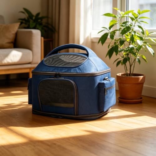 Transportín con paneles malla ventilado y correa hombro para evitar fatiga 8