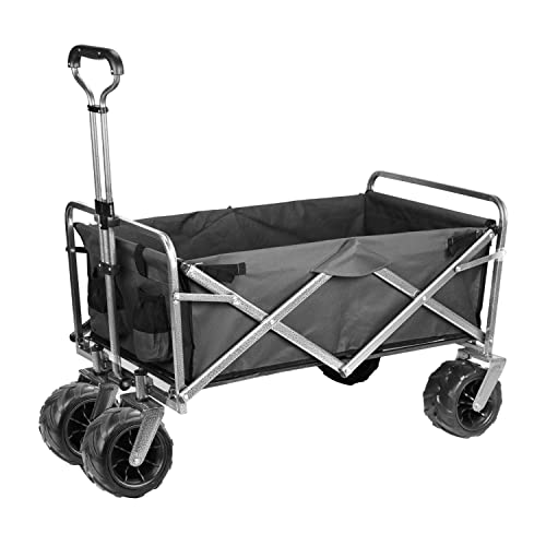 Zevcri Bollerwagen Faltbar Strandwagen mit 360° Reifen, Tragbar Handwagen Campingwagen Gartenwagen für Picknick, Outdoor Transportwagen Tragekraft 150KG (Schwarz) Cover