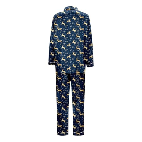 Christmas Family Pajamas Matching Sets Long Sleeve Button Down Pj Set Festival Party Sleepwear Xmas Jammies Set3