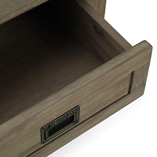 Simplihome Monroe Solid Acacia Wood 22 Inch Wide Square Rustic End Table In Distressed Grey With Storage, 1 Drawer, For The Living Room And Bedroom #TOP5