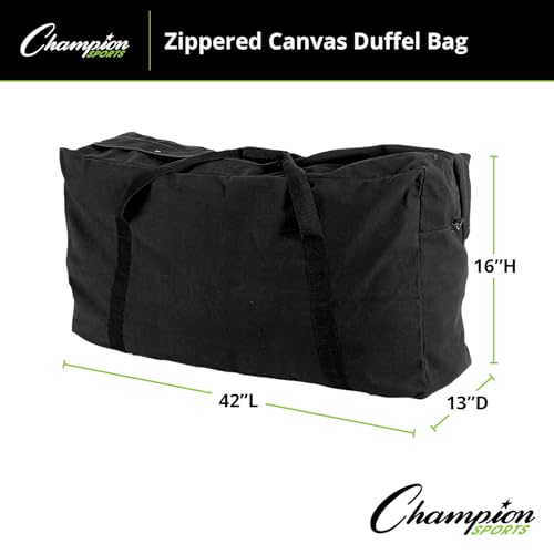 Champion Sports Oversized Canvas Zippered Duffle Bag, Black, 22-Ounce3