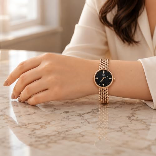 Image of MOOVER Analog Watch for Women & Girls | Luxury Bracelet Style Ladies Wrist Watch | Crystal Dial with Premium Stainless Steel Chain Strap | Fashion Watch for Daily Wear, Party & Gift
