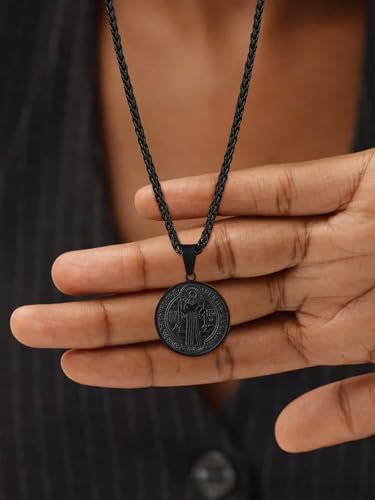 Image of U7 Saint Michael Necklace for Men,Stainless Steel /18K Gold Plated St Michael Archangel /Saint Benedict /Saint Christopher Pendant Amulet Necklace for Men Women