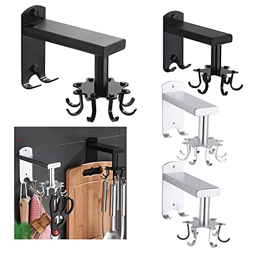 Wandgemonteerde Swivel Utensils Hanger, Ruimtebesparende Keukenrek Wandorganizer met 6/8 Verwijderbare Haken & 2… - Image 8