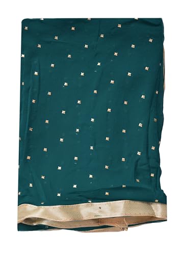 Image of YOUTHQUAKE Women's Golden Printed Chiffon Dupatta With Four Side Golden Lace